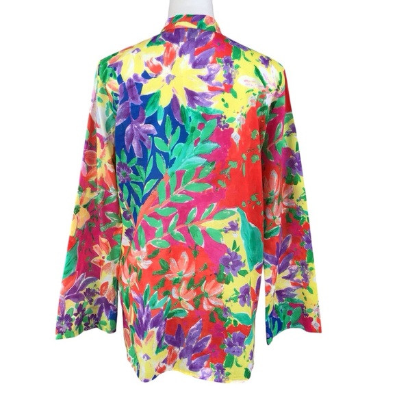 Lauren Ralph Lauren Floral Pin Tuck Cotton Tunic Blouse Size SP - Picture 5 of 10